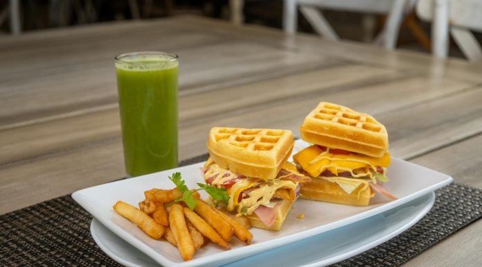 Best Breakfast Spots in North Bergen for 2026: A Local’s Guide Savor a waffle sandwich with fries and a refreshing green juice, perfect for dining outdoors.