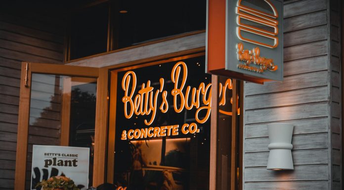 Best Burgers in Jersey City in 2026: A Local’s Guide to Juicy Patties & Hidden Gems Entrance of Betty's Burgers restaurant with illuminated signage and open door at night.