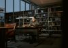 NJCU Faculty Union Gives $200K More to Support Research and Teaching A man intensely studies in a quiet library, surrounded by books and soft lighting.