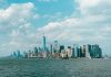 Breathtaking view of Manhattan skyline across the Hudson River on a clear day.