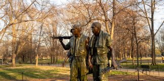 BREAKING: Jersey City Memorial Day Honors Vietnam Veterans, Hamilton Park Boys Bronze sculpture of three soldiers at the Vietnam Veterans Memorial in Washington, D.C.