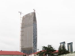 High-rise under construction in Batumi, Georgia, showcasing urban development.