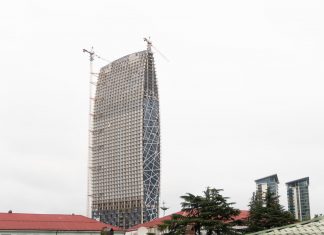 High-rise under construction in Batumi, Georgia, showcasing urban development.