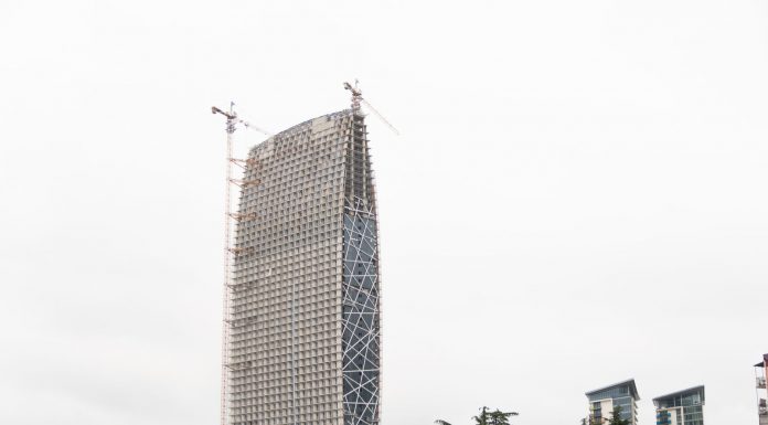 High-rise under construction in Batumi, Georgia, showcasing urban development.