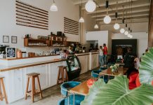 BREAKING: Gemini Cafe Opens in Jersey City’s Van Vorst Park Area Inviting coffee shop with modern design, customers enjoying drinks, and stylish decor.