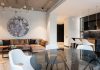 Spacious modern living room with chic decor and open kitchen setup. Perfect for interior design inspiration.