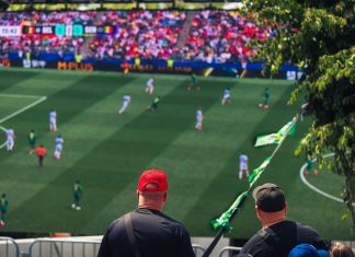 BREAKING: World Cup Final Set for July 19 at MetLife Stadium Engaging view of soccer fans enjoying a live match at a stadium in Langford, BC, Canada.