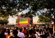 BREAKING: World Cup Final Watch Party Among This Week’s Events Crowd gathered in İstanbul park watching Euro football on big screen. Energetic summer atmosphere.