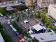 Drone captures vibrant outdoor concert crowd in central Chattanooga, Tennessee.