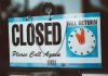 Jersey City Cannabis Entrepreneur Blames City, State for Business Failure A close-up view of a 'Closed' sign on a door, displaying a return time.