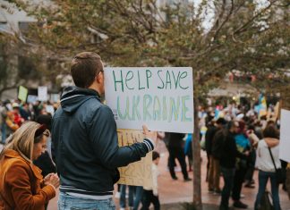 Over 1,000 Jersey City residents sign petition against school superintendent’s contract renewal A peace rally in San Francisco with protesters holding signs supporting Ukraine.