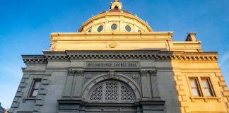 Best Banks and Credit Unions in North Bergen, NJ (2026 Guide) Detailed view of the historic Williamsburgh Savings Bank in Brooklyn, New York, captured at sunset.