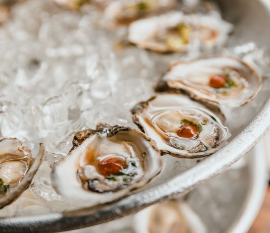 BREAKING: Bembe Steak & Raw Bar Soft Opens on Newark Avenue Close-up of fresh oysters served on a bed of crushed ice, perfect for seafood lovers.