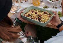 Hoboken’s Spaghetti Dinner Block Party Returns Sept. 8 Aerial view of a delicious pasta and meatball dish being served at a cozy outdoor gathering.
