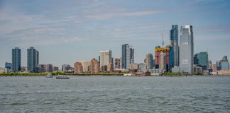 Breathtaking view of the New York City skyline captured from across the river.