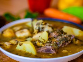 Delicious Mexican beef stew with potatoes and herbs, perfect for a comforting meal.
