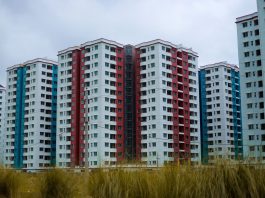 Contemporary high-rise apartments showcasing modern architecture in an urban residential district.