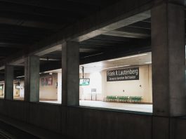 Empty platform at Frank R. Lautenberg Secaucus Junction Rail Station in New Jersey.