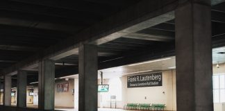 Empty platform at Frank R. Lautenberg Secaucus Junction Rail Station in New Jersey.