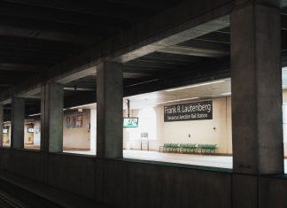 Empty platform at Frank R. Lautenberg Secaucus Junction Rail Station in New Jersey.