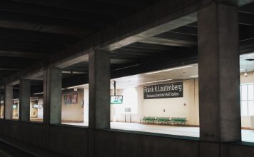 Empty platform at Frank R. Lautenberg Secaucus Junction Rail Station in New Jersey.