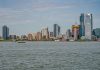 Breathtaking view of the New York City skyline captured from across the river.